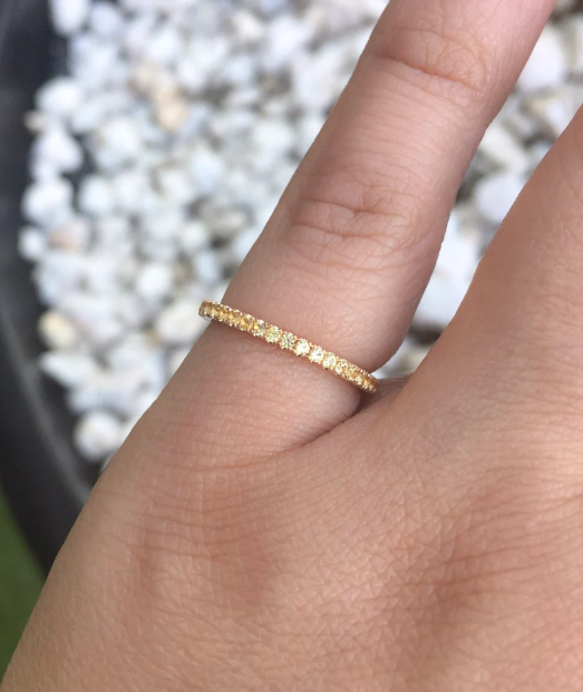 Yellow Sapphire Band Full Eternity Pave Sapphire Band Yellow Sapphire Wedding Ring Anniversary 1.7mm Yellow Sapphire Infinity September Band