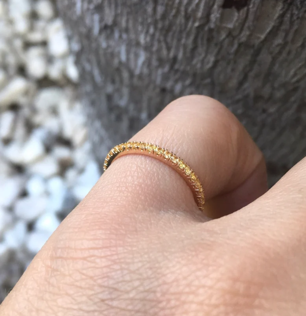 Yellow Sapphire Band Full Eternity Pave Sapphire Band Yellow Sapphire Wedding Ring Anniversary 1.7mm Yellow Sapphire Infinity September Band