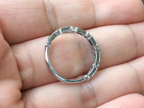 Blue Sapphire Baguette Dot Band