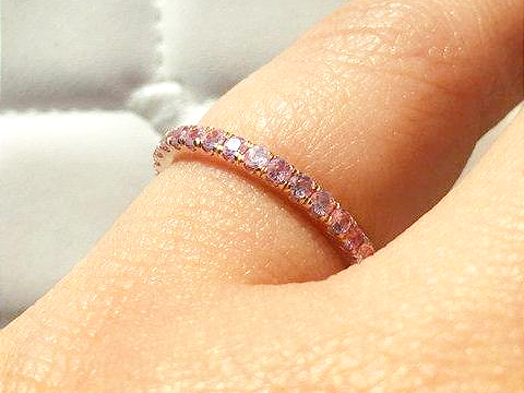 2mm Round Diamond Cut Pink Sapphire Full Eternity Band
