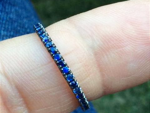 Black Rhodium 2mm Blue Sapphire Pave Eternity Band