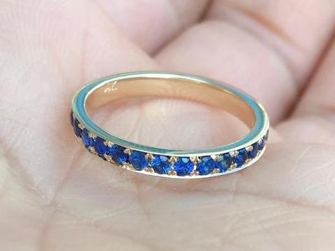 3mm Blue Sapphire Eternity Half Eternity Band
