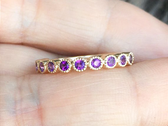 Bezel Set 3mm Amethyst Ring