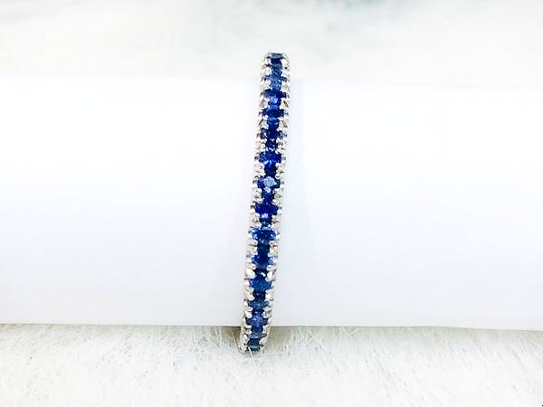 2mm Blue Sapphire Half Eternity Band Pave