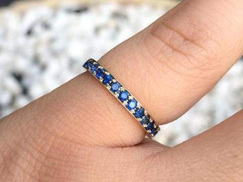 3mm Blue Sapphire Eternity Half Eternity Band
