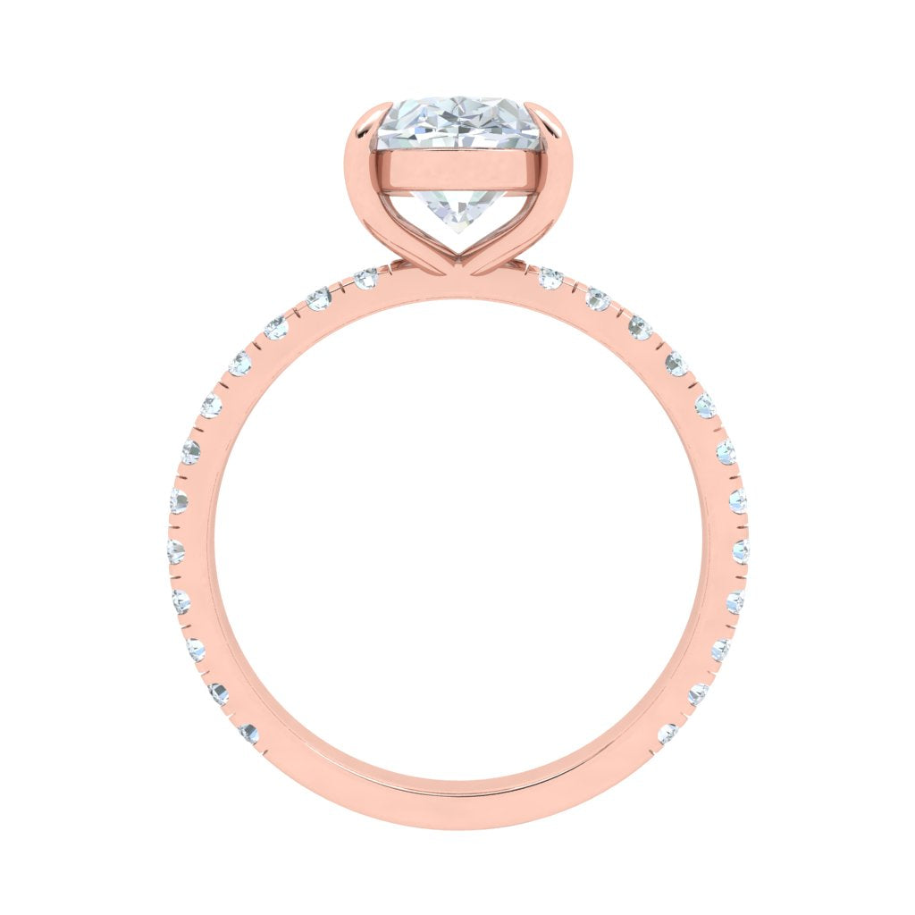 1.5 Carat Oval Moissanite Solitaire Engagement Ring/ with Lab Grown Diamonds