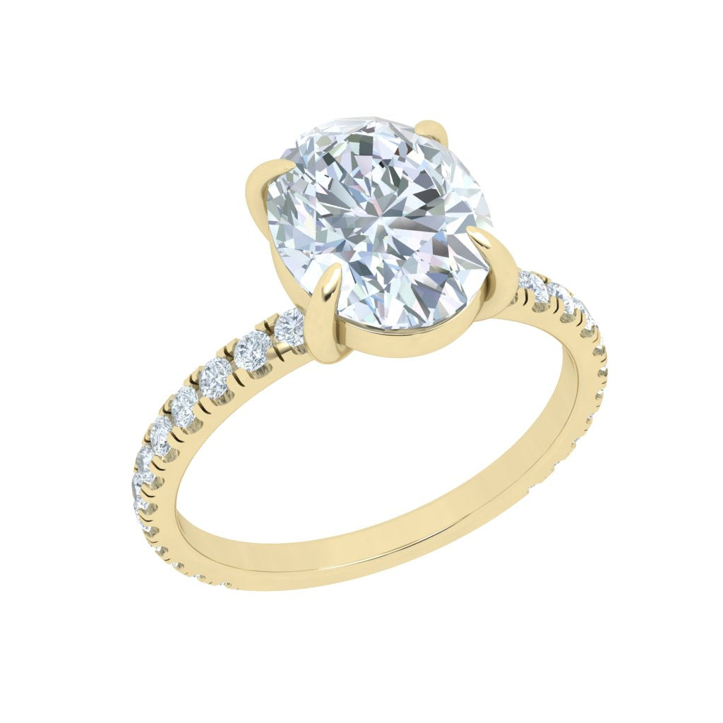 1.5 Carat Oval Moissanite Solitaire Engagement Ring/ with Lab Grown Diamonds