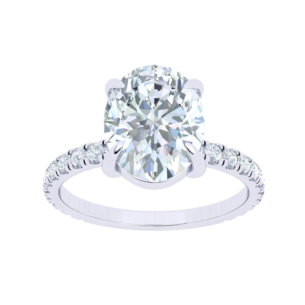 1.5 Carat Oval Moissanite Solitaire Engagement Ring/ with Lab Grown Diamonds