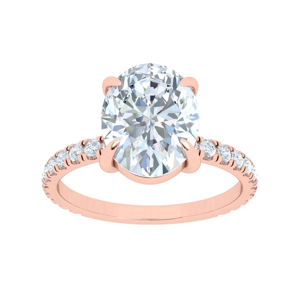 1.5 Carat Oval Moissanite Solitaire Engagement Ring/ with Lab Grown Diamonds