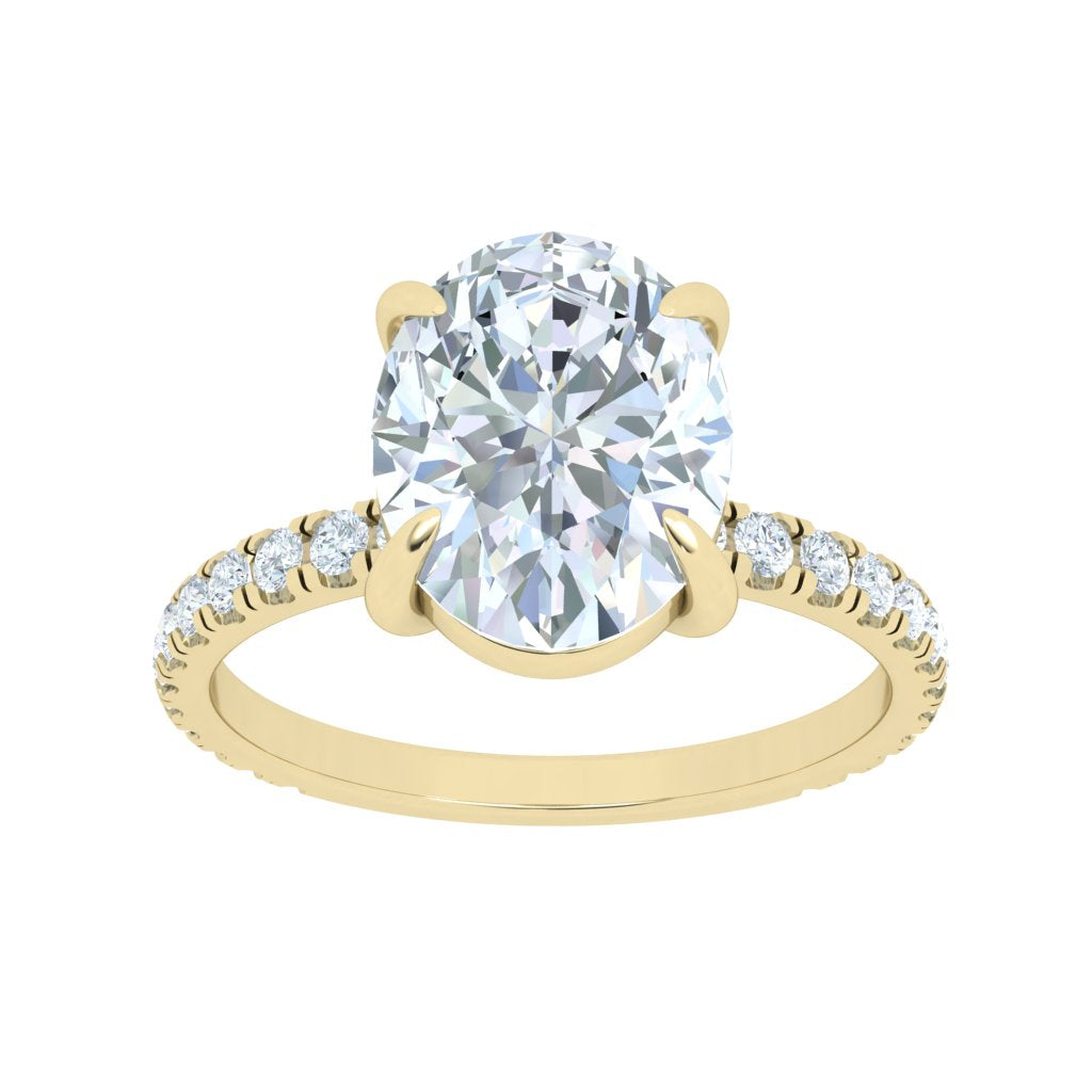 1.5 Carat Oval Moissanite Solitaire Engagement Ring/ with Lab Grown Diamonds