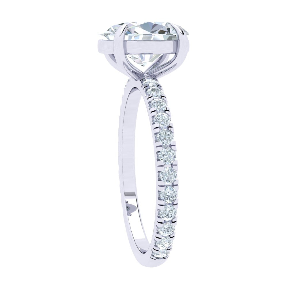 1.5 Carat Oval Moissanite Solitaire Engagement Ring/ with Lab Grown Diamonds