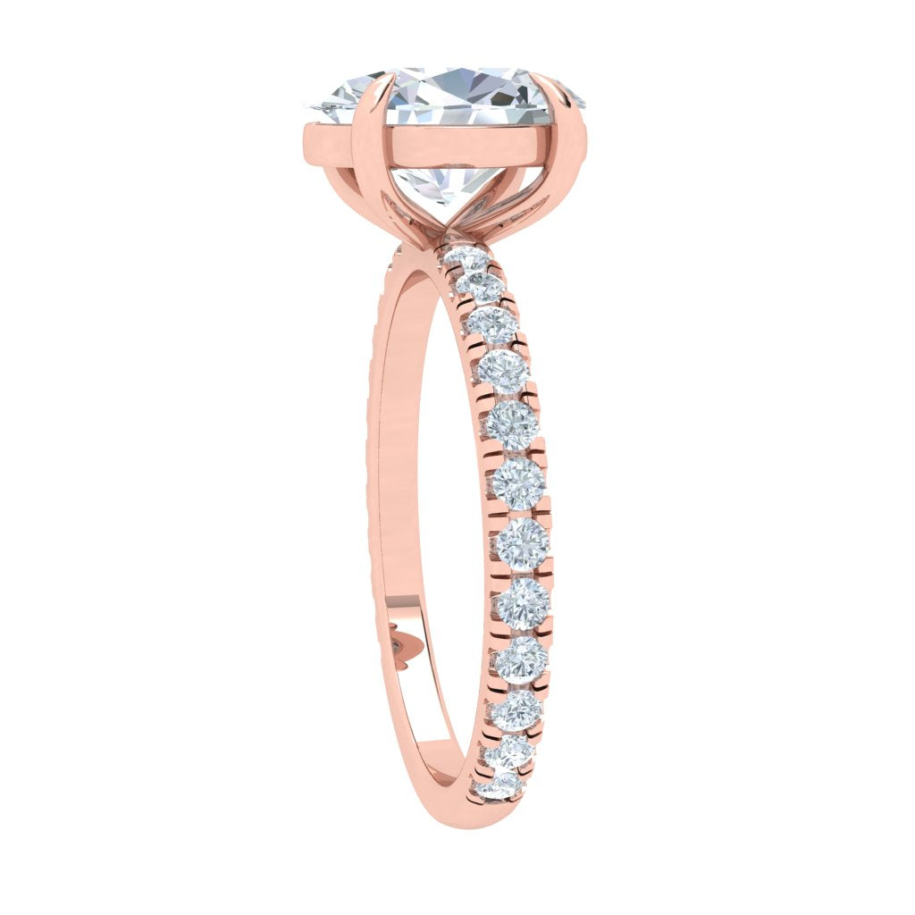 1.5 Carat Oval Moissanite Solitaire Engagement Ring/ with Lab Grown Diamonds