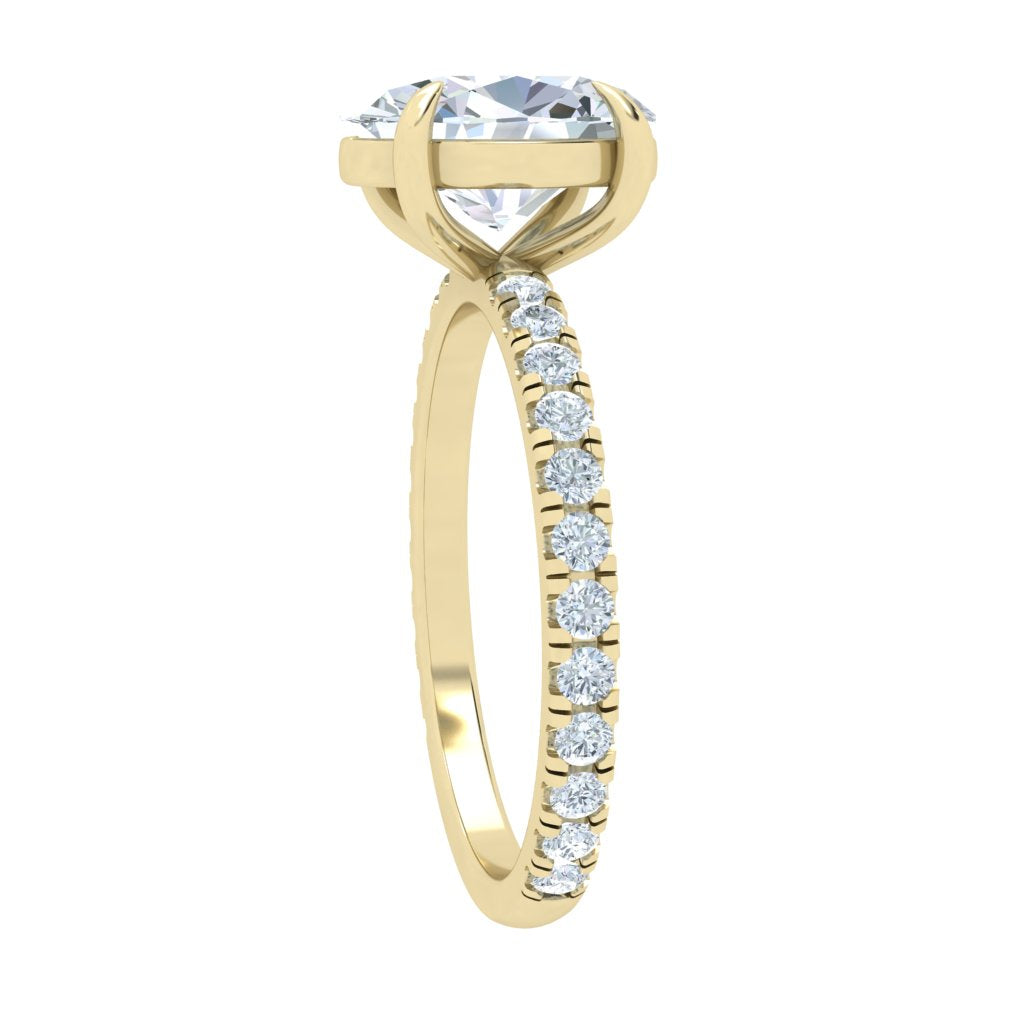 1.5 Carat Oval Moissanite Solitaire Engagement Ring/ with Lab Grown Diamonds