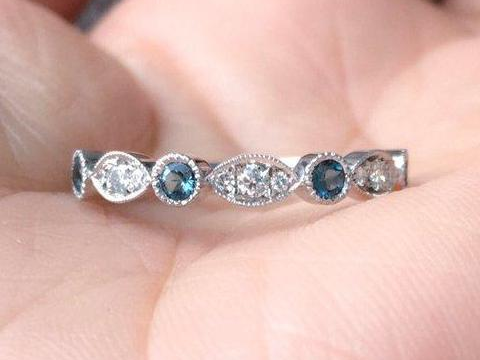 3mm Marquise Dot Diamond and London Blue Topaz