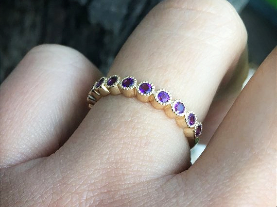 Bezel Set 3mm Amethyst Ring