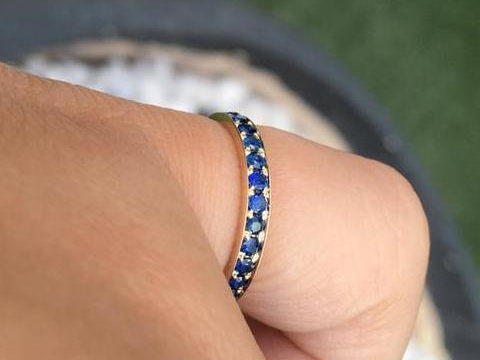 3mm Blue Sapphire Eternity Half Eternity Band
