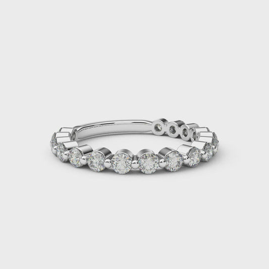 2.3mm 3/4 Eternity Prong Floating Natural Diamond Bubble Ring