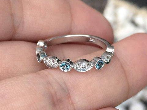 3mm Marquise Dot Diamond and London Blue Topaz