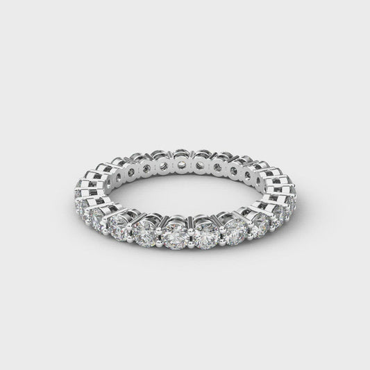 1.5 Carat Lab Grown Diamond Prong Set Wedding Band/ 2.5mm Full Eternity Ring/ Infinity Diamond Band with Appraisal/ 10K 14K 18K or Platinum