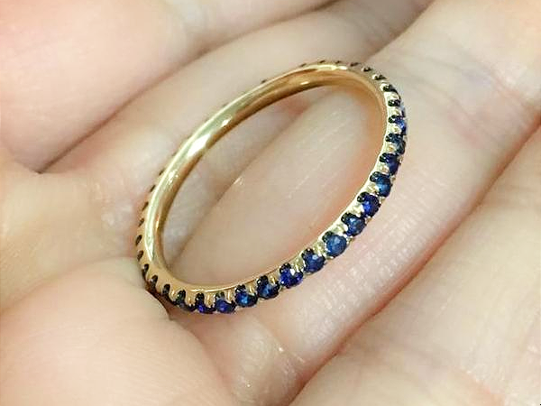 2mm Blue Sapphire Eternity Pave Band
