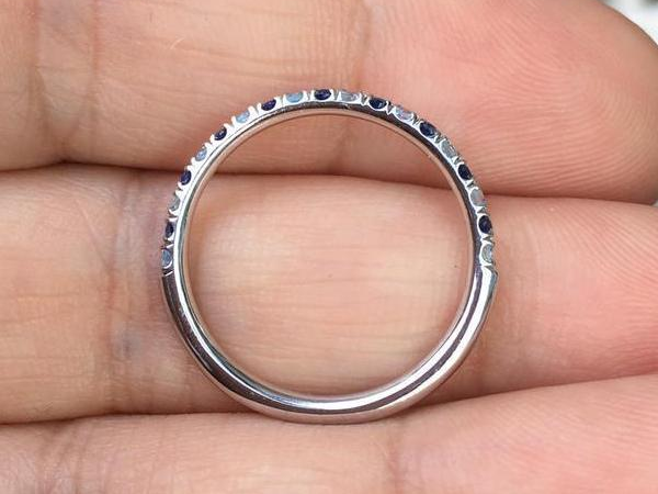 2mm Pave Band with Alternating Blue Sapphire and Blue Topaz