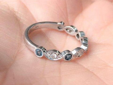 3mm Marquise Dot Diamond and London Blue Topaz