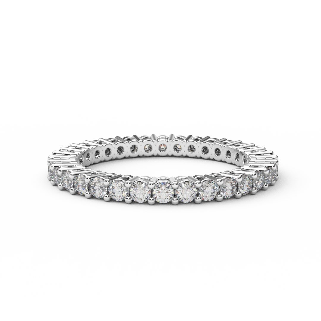 Lab Grown Diamond Band/ 1.8mm Full Eternity Lab Created Diamond Woman's Wedding Band/ Shared Prong Infinity Stack Ring/ 10K 14K 18K Platinum