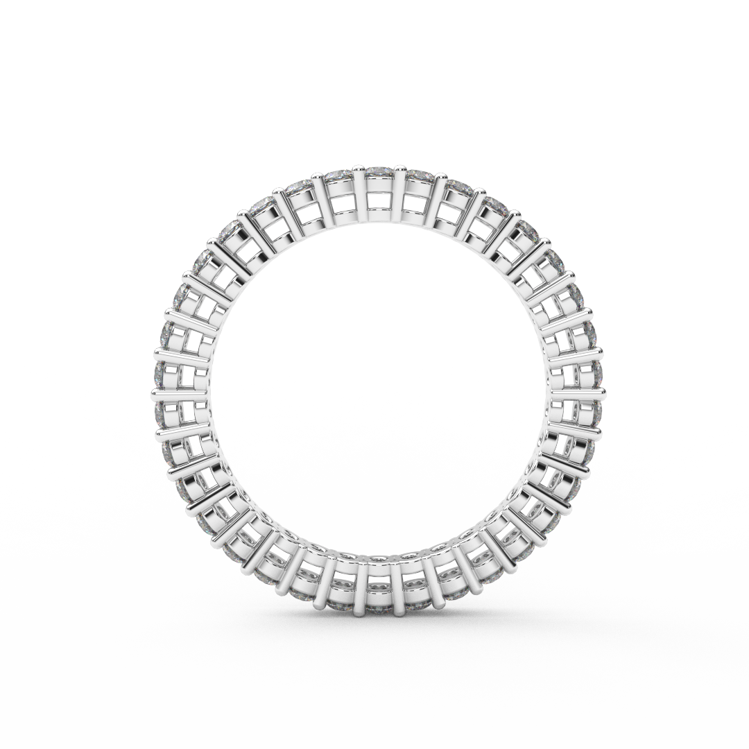 Lab Grown Diamond Band/ 1.8mm Full Eternity Lab Created Diamond Woman's Wedding Band/ Shared Prong Infinity Stack Ring/ 10K 14K 18K Platinum