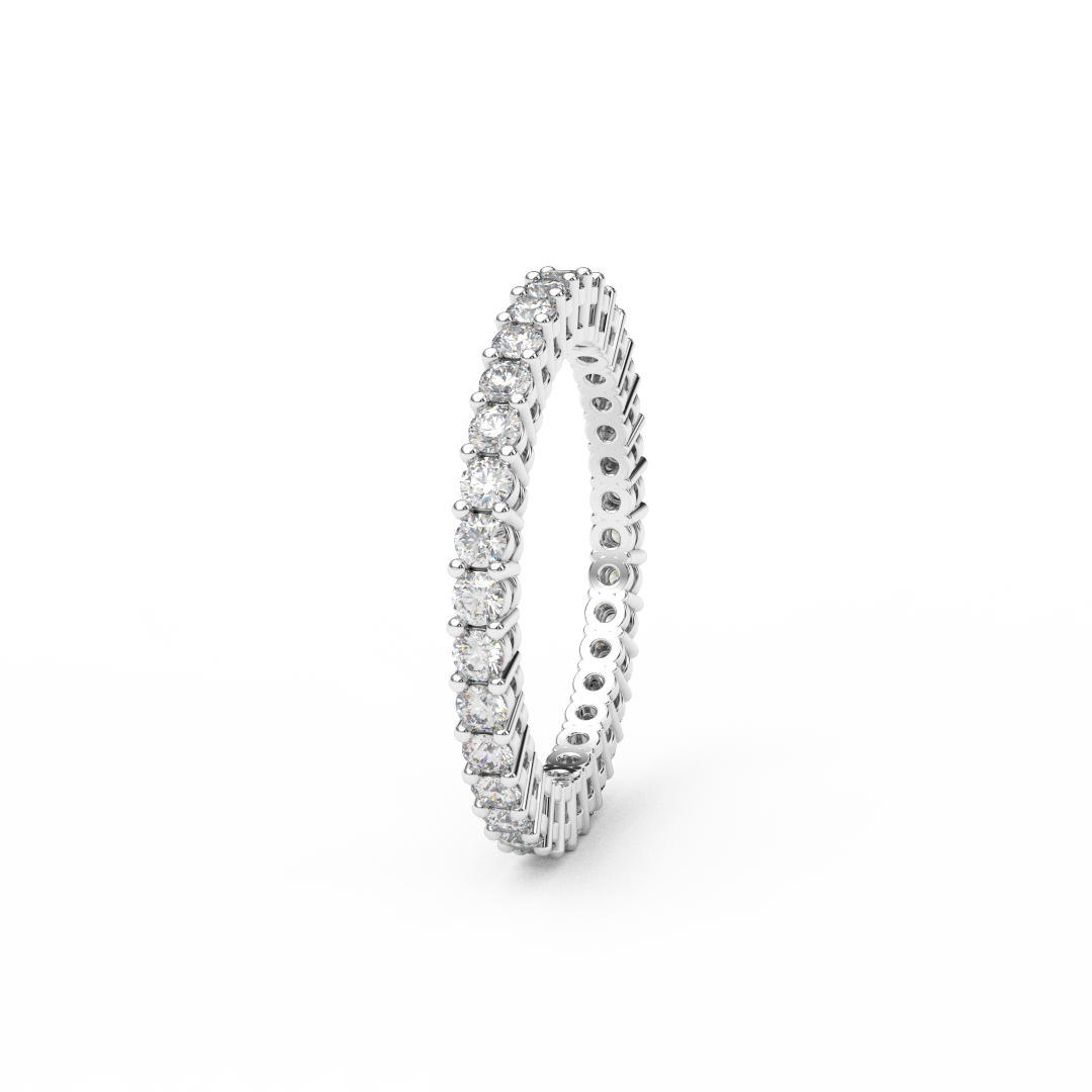 Lab Grown Diamond Band/ 1.8mm Full Eternity Lab Created Diamond Woman's Wedding Band/ Shared Prong Infinity Stack Ring/ 10K 14K 18K Platinum