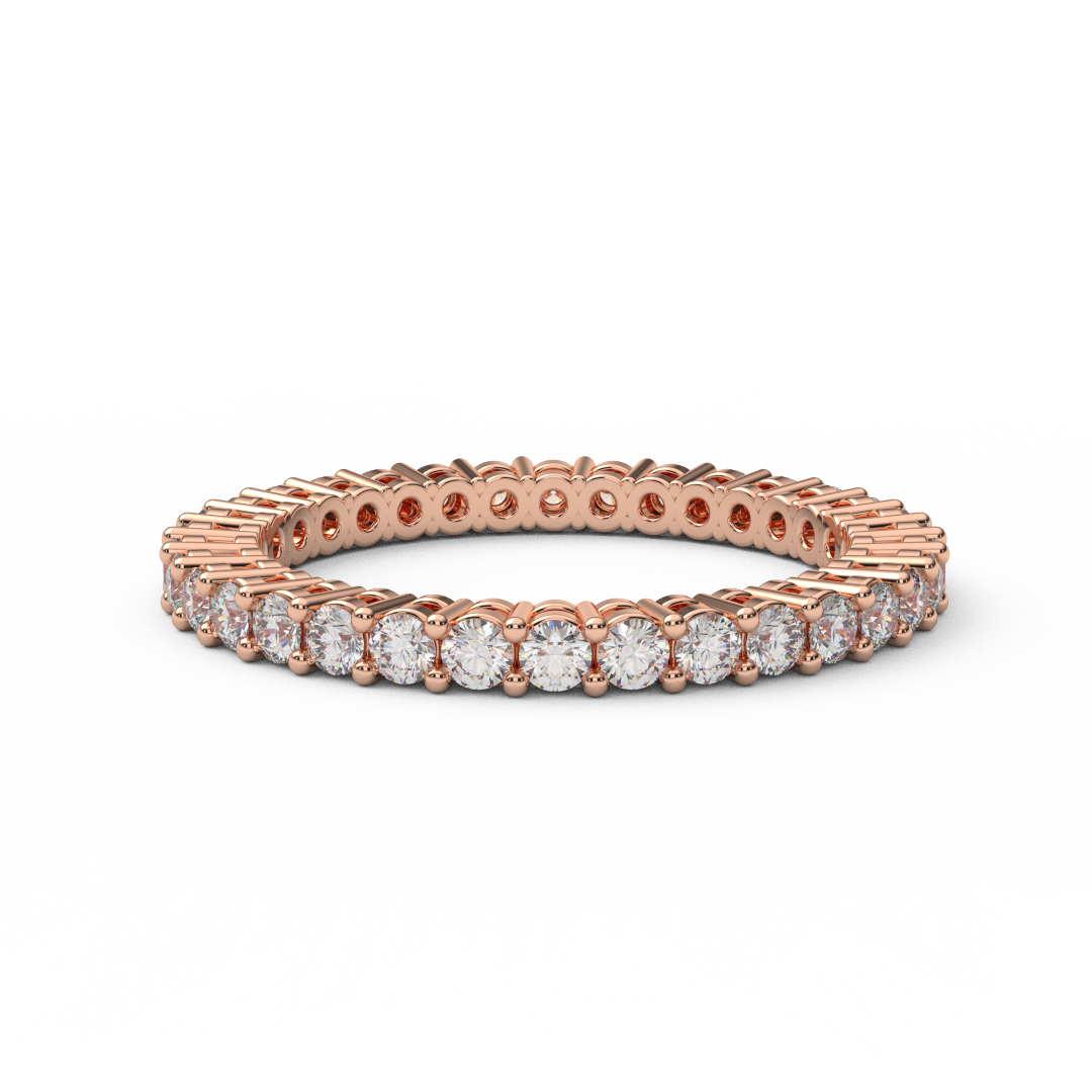 Lab Grown Diamond Band/ 1.8mm Full Eternity Lab Created Diamond Woman's Wedding Band/ Shared Prong Infinity Stack Ring/ 10K 14K 18K Platinum