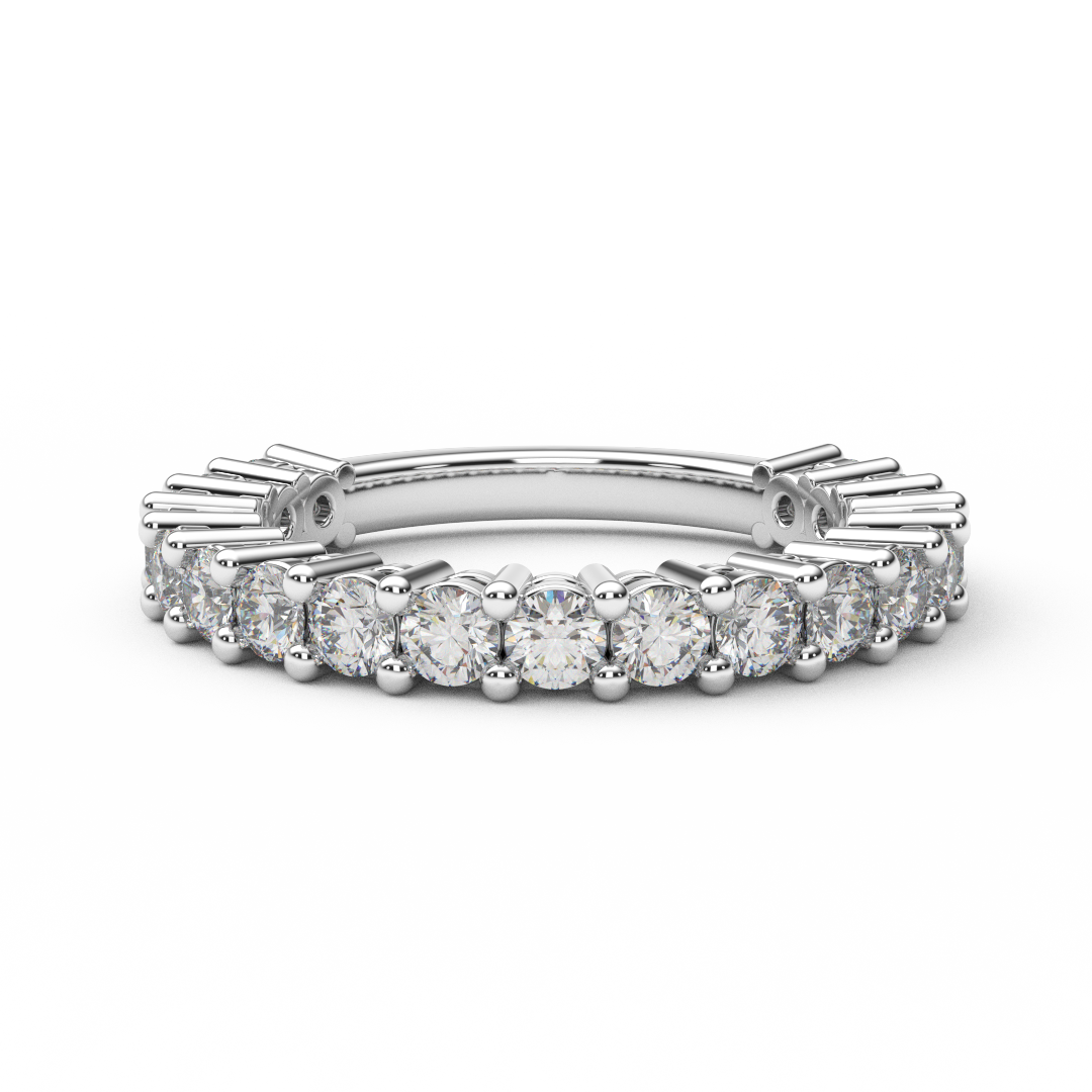 Reserved for Anna ONLY/ Platinum 3/4 Eternity Shared Prong Set Ring with 3mm Lab Grown Diamonds, 1 Blue Topaz & 1 Peridot