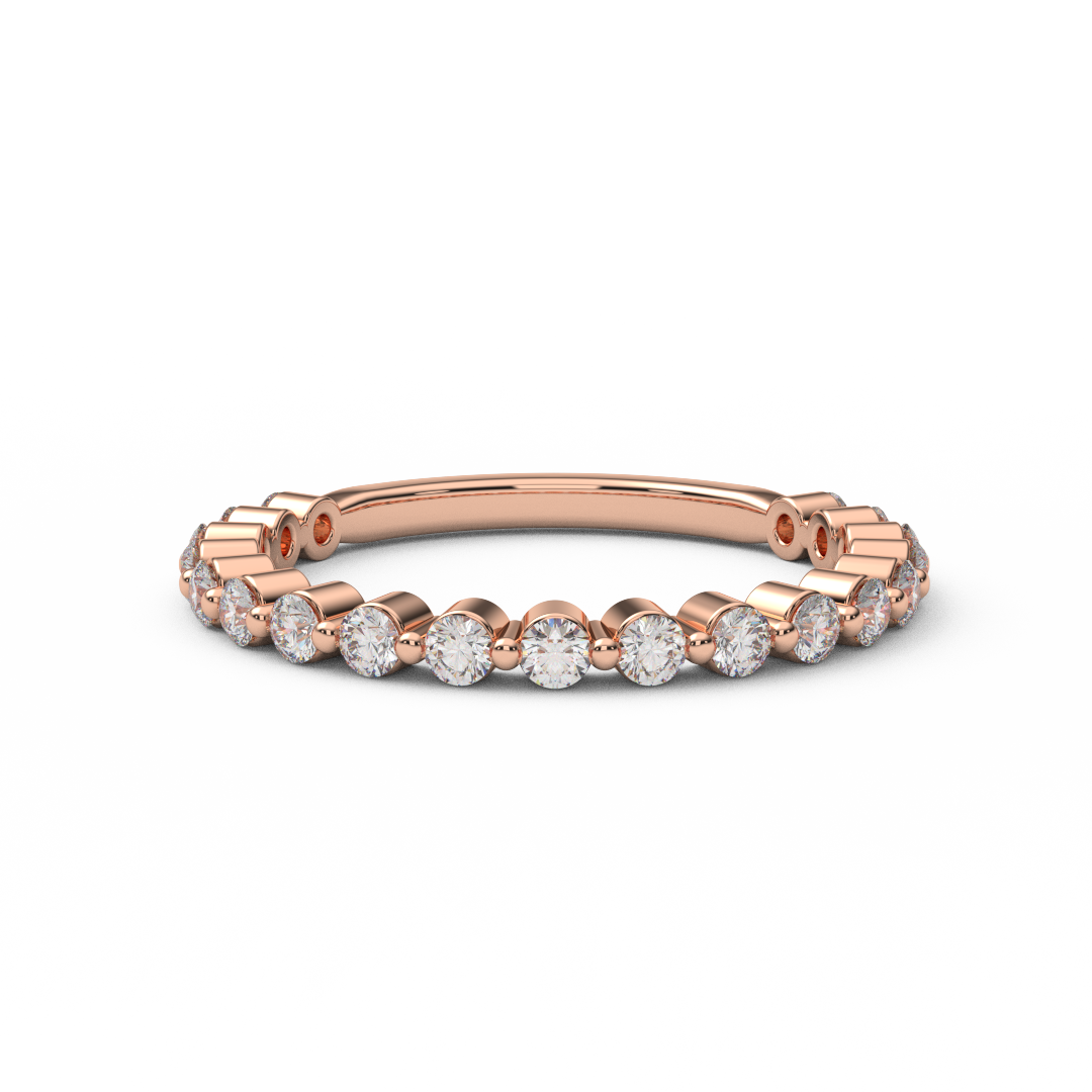 3/4 Eternity Lab Grown Diamond Bubble Ring/ 1.8mm Women Floating Diamond Prong Band/ Unique Wedding Diamond Stacking/ Gold, Platinum