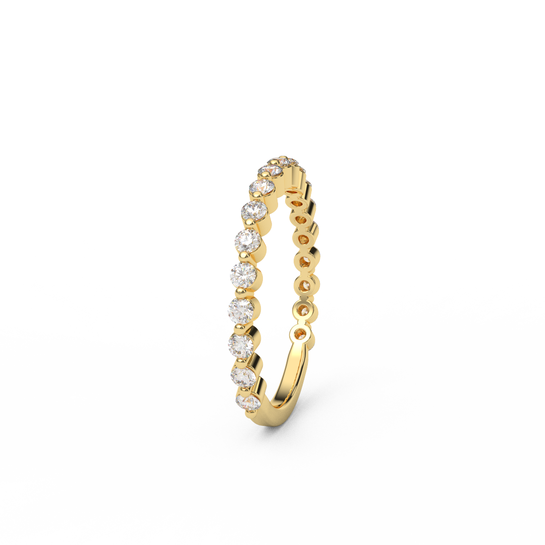 3/4 Eternity Lab Grown Diamond Bubble Ring/ 1.8mm Women Floating Diamond Prong Band/ Unique Wedding Diamond Stacking/ Gold, Platinum