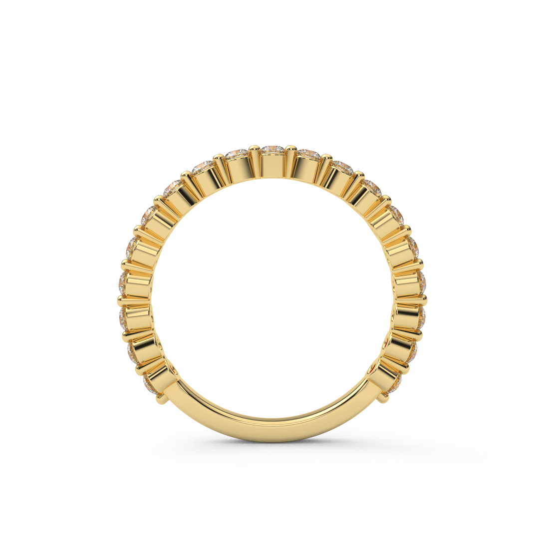 3/4 Eternity Lab Grown Diamond Bubble Ring/ 1.8mm Women Floating Diamond Prong Band/ Unique Wedding Diamond Stacking/ Gold, Platinum