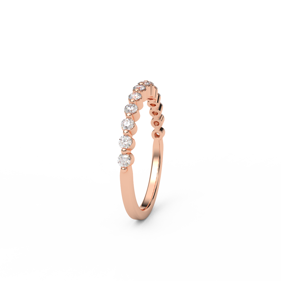 Floating Diamond Bubble Ring/ 1.8mm Half Eternity Prong Set Natural Diamonds/ Bubble Wedding Anniversary Stacking Ring with Appraisal