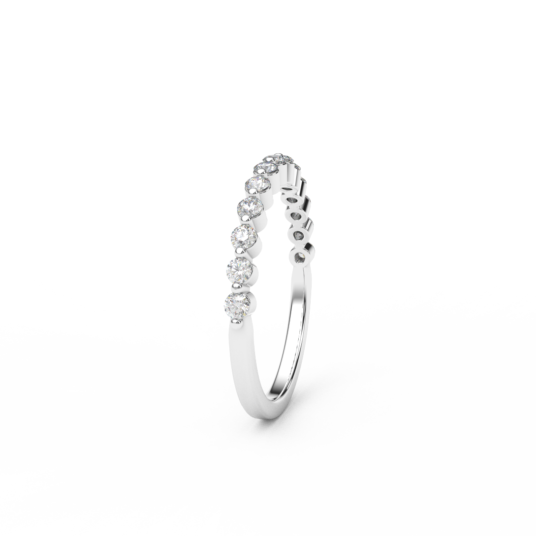 Floating Diamond Bubble Ring/ 1.8mm Half Eternity Prong Set Natural Diamonds/ Bubble Wedding Anniversary Stacking Ring with Appraisal
