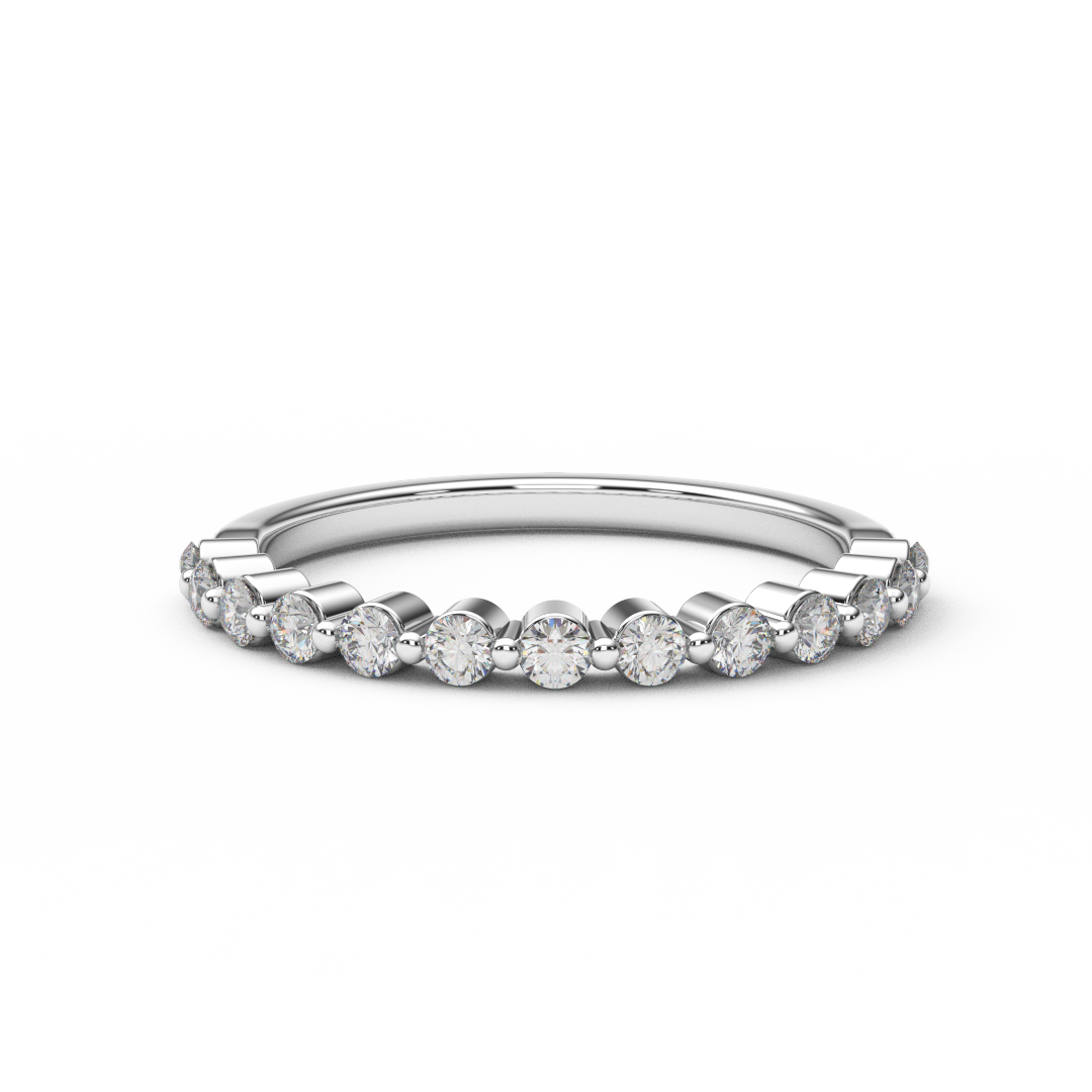 Floating Diamond Bubble Ring/ 1.8mm Half Eternity Prong Set Natural Diamonds/ Bubble Wedding Anniversary Stacking Ring with Appraisal