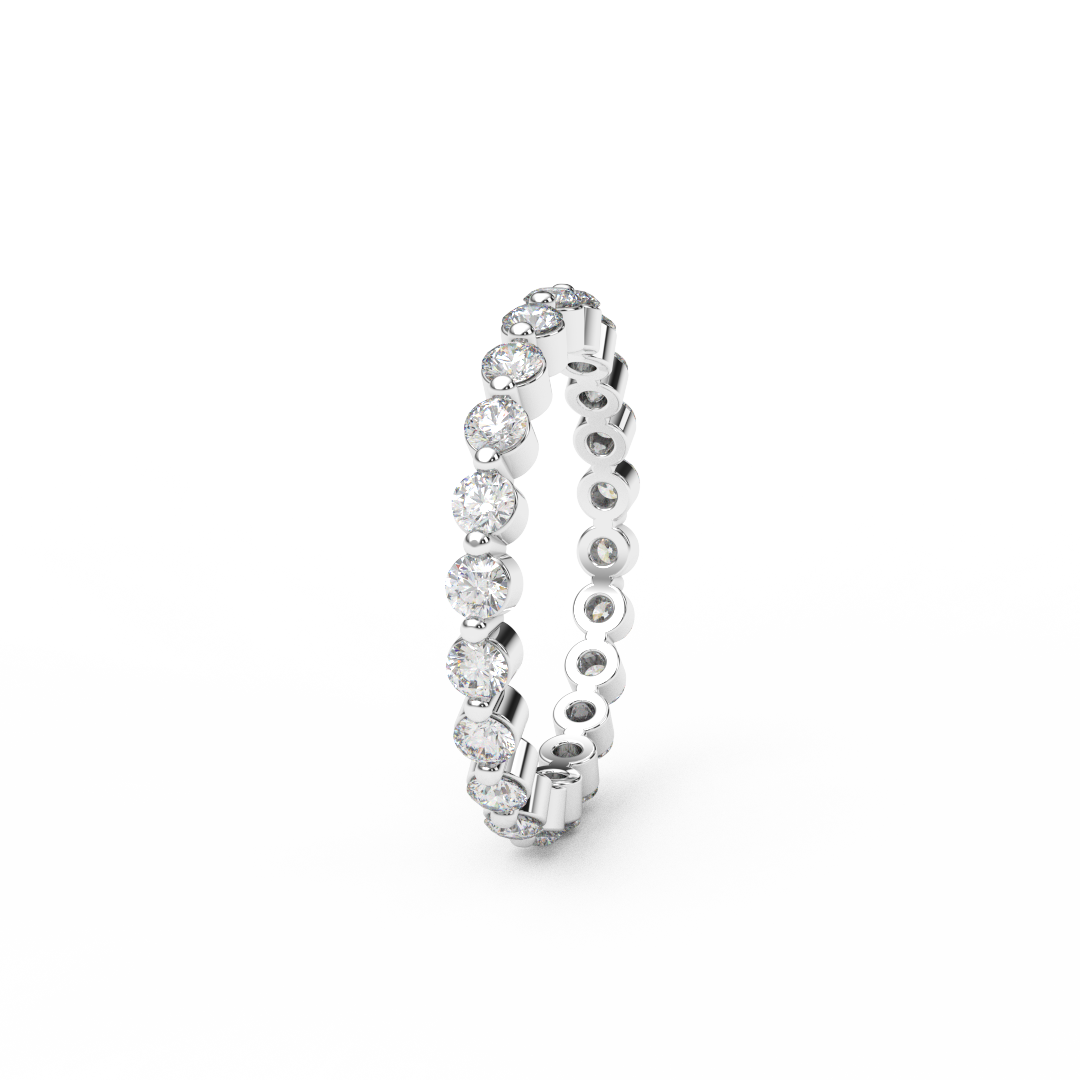 2.3mm Full Eternity Natural Diamond Prong Set Floating Bubble Ring