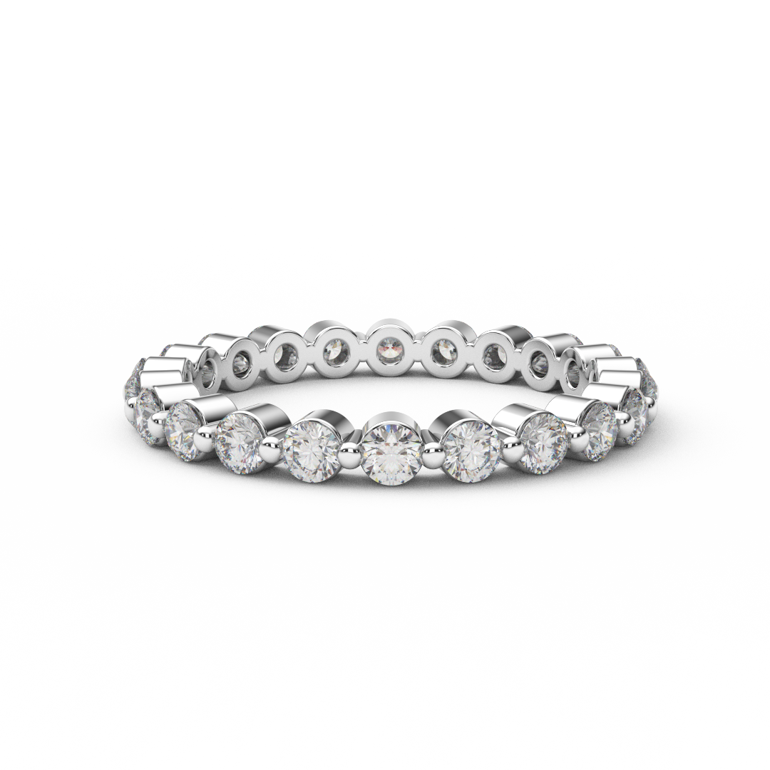 2.3mm Full Eternity Natural Diamond Prong Set Floating Bubble Ring
