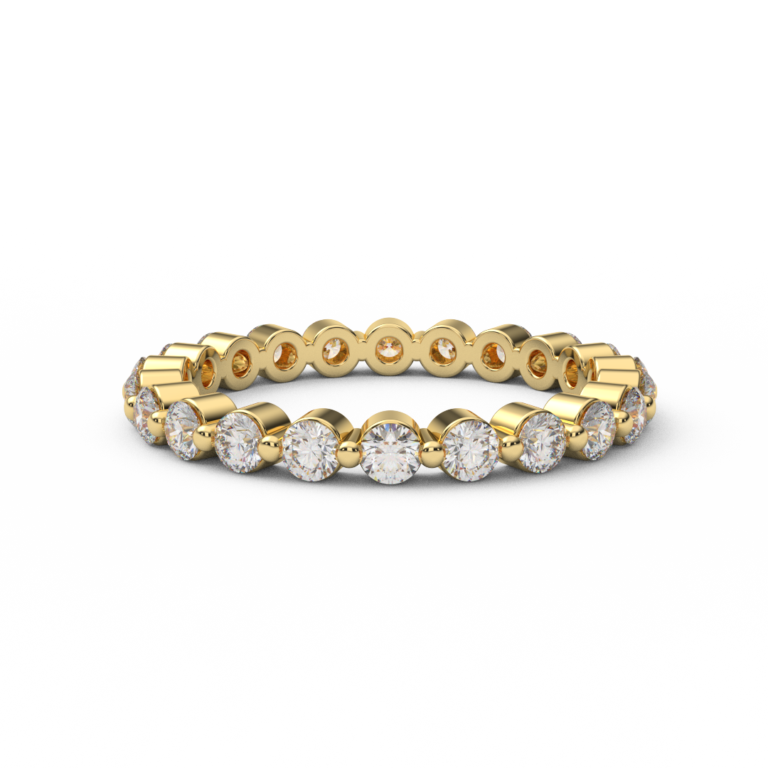 2.3mm Full Eternity Natural Diamond Prong Set Floating Bubble Ring