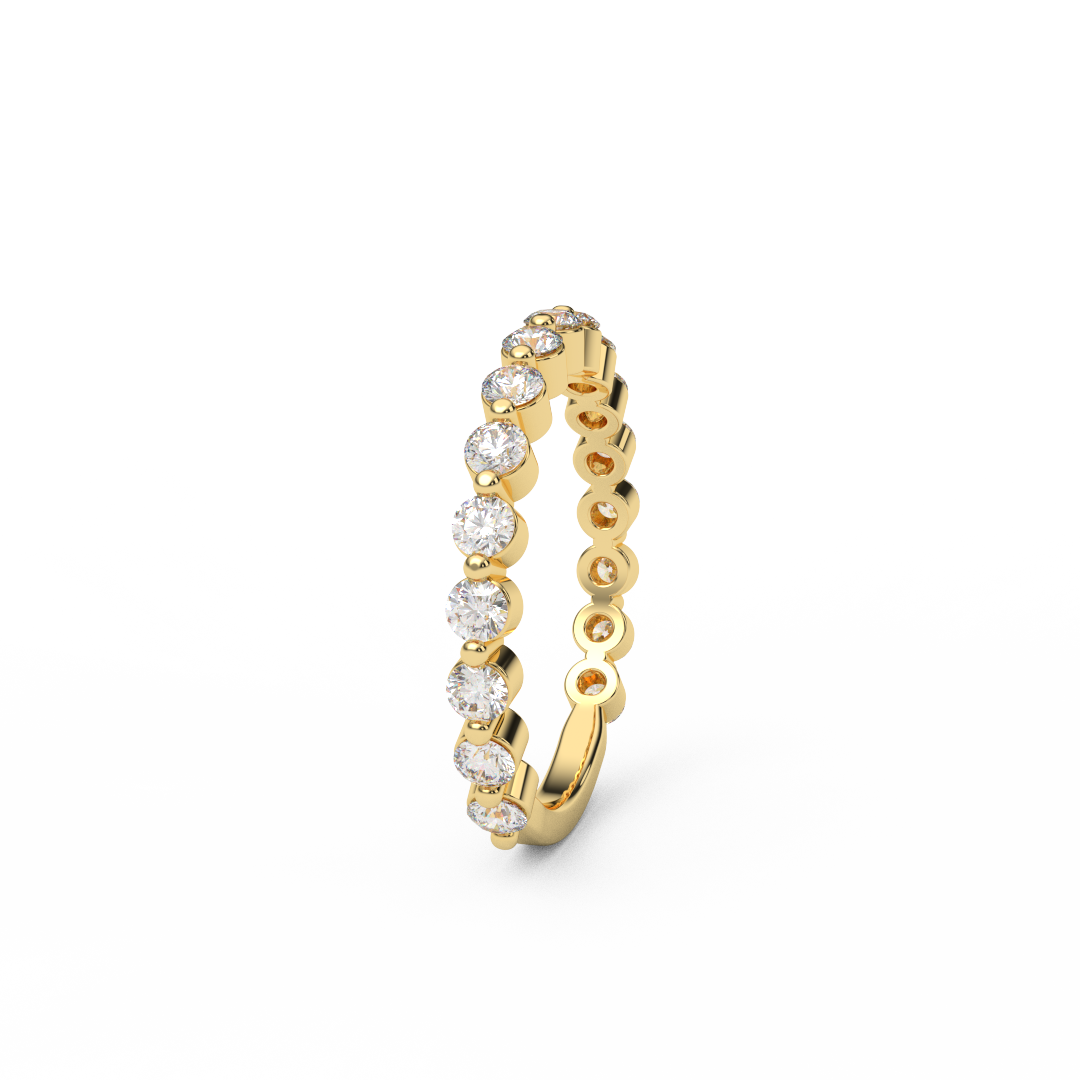 2.3mm 3/4 Eternity Prong Floating Natural Diamond Bubble Ring