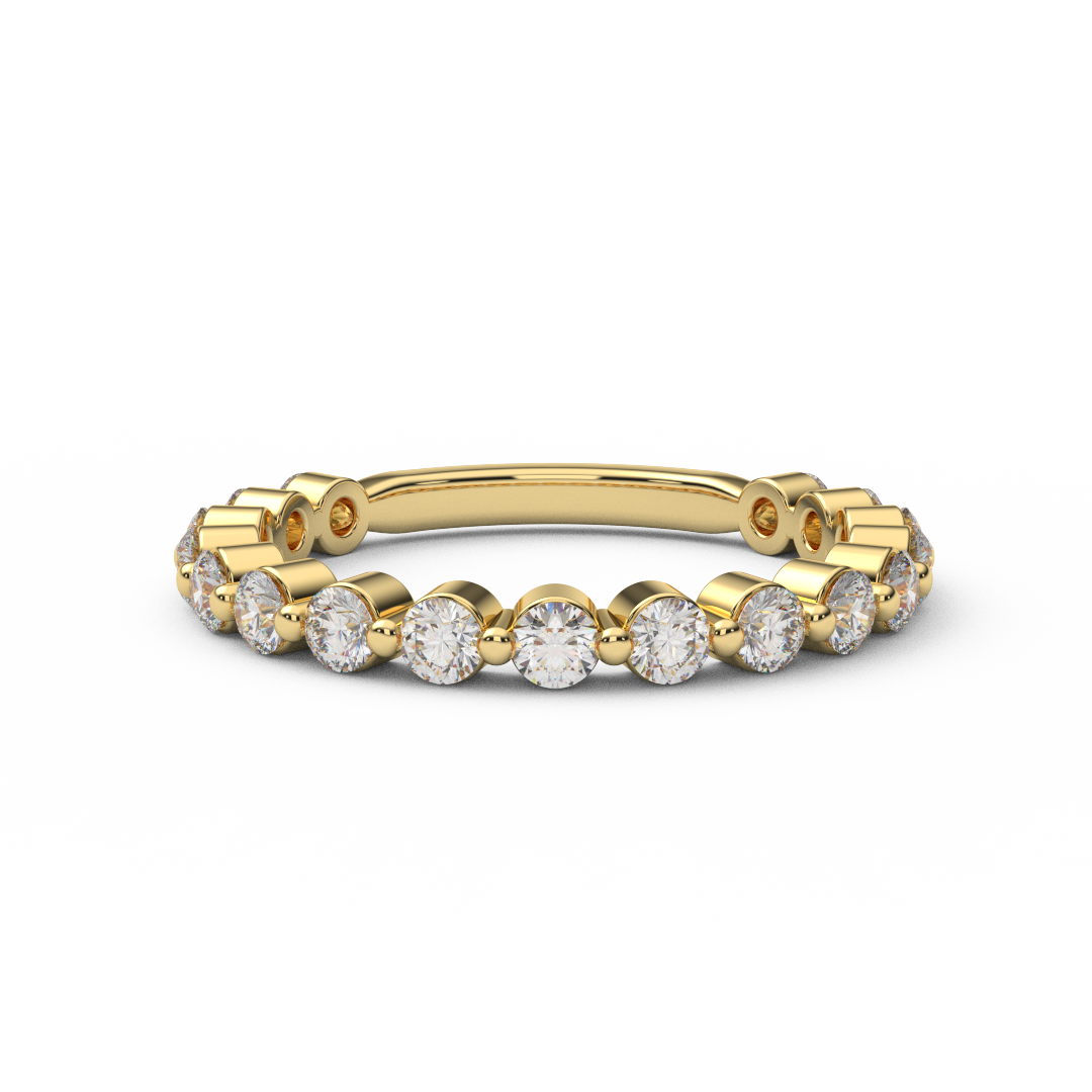 2.3mm 3/4 Eternity Prong Floating Natural Diamond Bubble Ring
