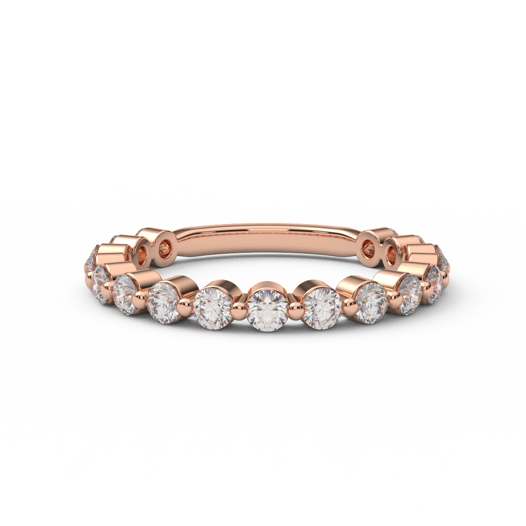 2.3mm 3/4 Eternity Prong Floating Natural Diamond Bubble Ring