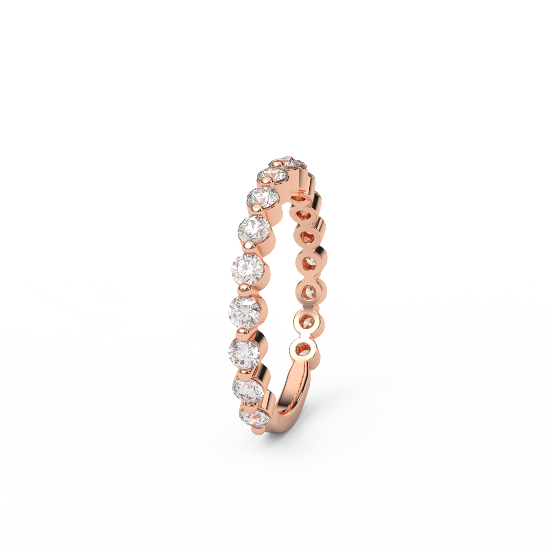 2.3mm 3/4 Eternity Prong Floating Natural Diamond Bubble Ring
