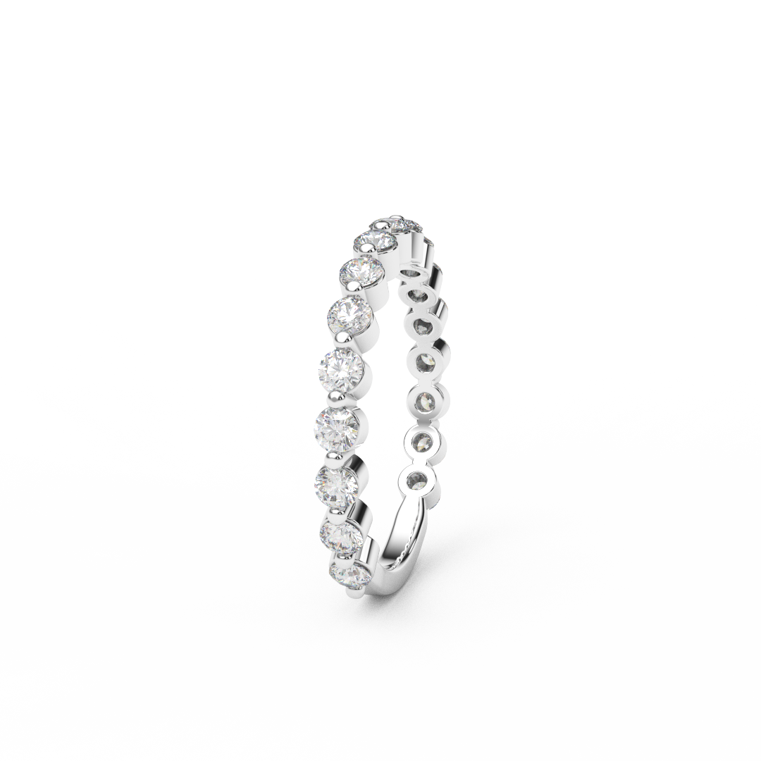 2.3mm 3/4 Eternity Prong Floating Natural Diamond Bubble Ring