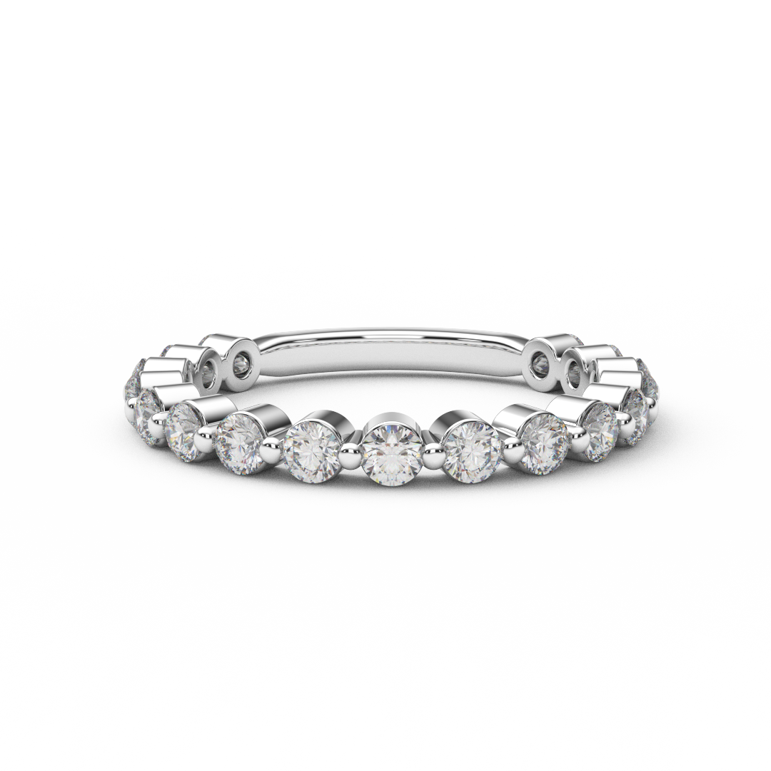2.3mm 3/4 Eternity Prong Floating Natural Diamond Bubble Ring