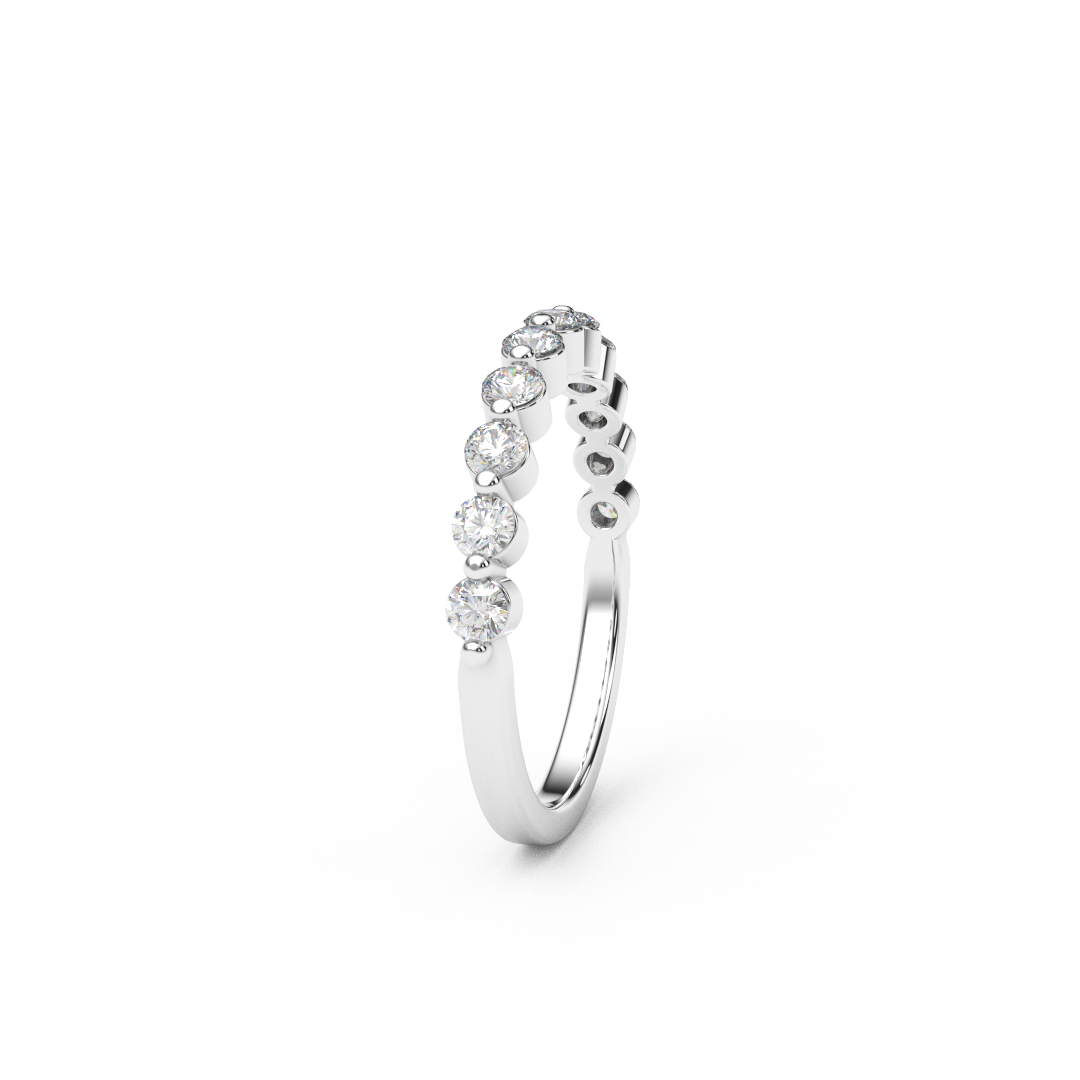 2.3mm Half Eternity Prong Floating Diamond Bubble Ring