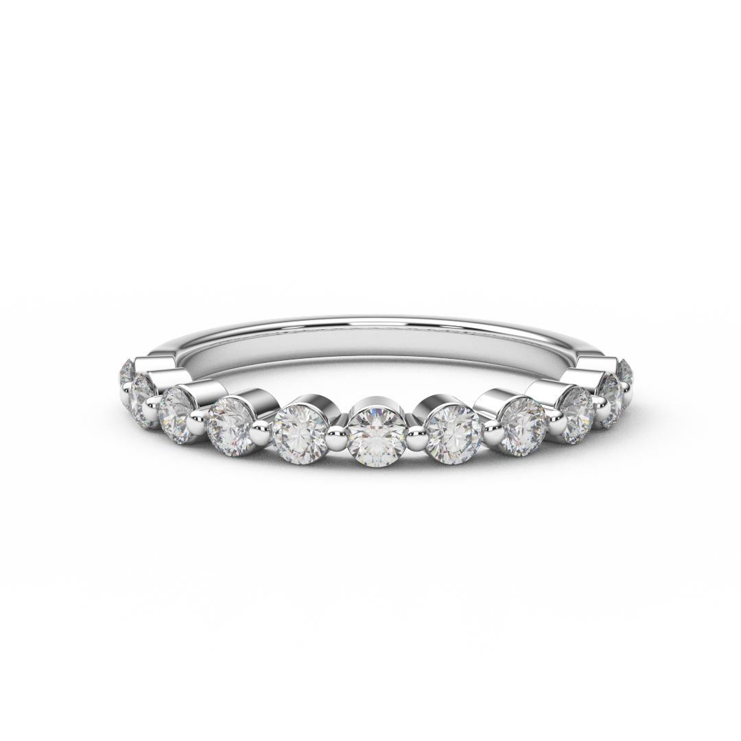 2.3mm Half Eternity Prong Floating Diamond Bubble Ring