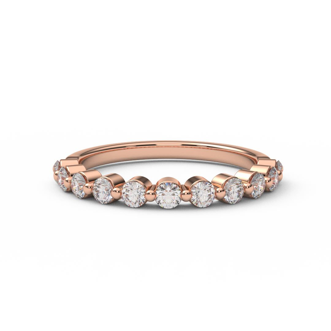 2.3mm Half Eternity Prong Floating Diamond Bubble Ring