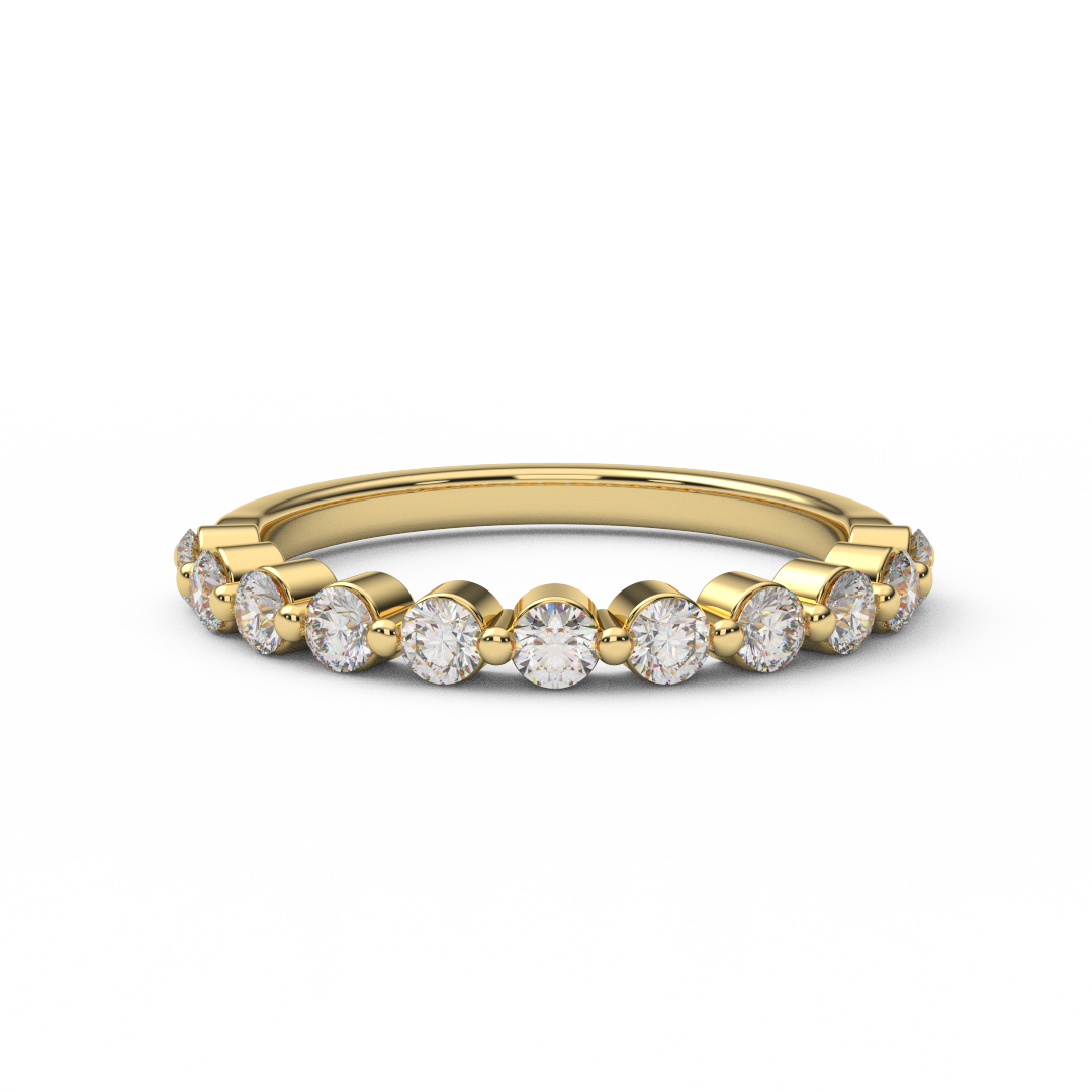 2.3mm Half Eternity Prong Floating Diamond Bubble Ring